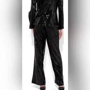 Cleo Black Sequin Wide-Leg Pants – Size Large – NWT ($79)